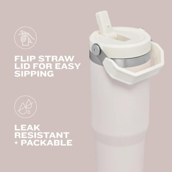 Stanley IceFlow Flip Straw Tumbler with Handle 30 oz | Twist On Lid and Flip Up Straw | Leak Resistant Water Bottle | Insulated Stainless Steel |BPA-Free | Rose Quartz
