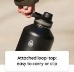 ThermoFlask Bottle with Spout Lid - Stainless Steel Water Bottles with Double-Wall Insulation & BPA-Free Spout Lids - Leak-Proof Reusable Bottles & Lids - 24 oz, Mayan Blue/Black (2 Pack)