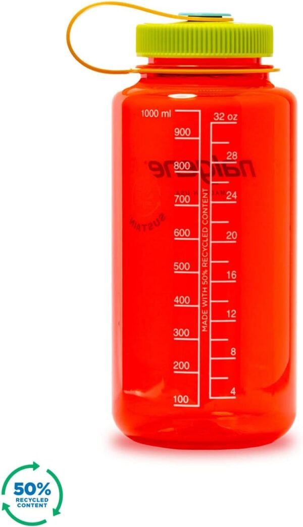 Nalgene Sustain Tritan BPA-Free Water Bottle Made with Material Derived From 50% Plastic Waste (using ISCC certified mass balance), 32 OZ, Wide Mouth