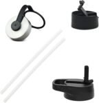 IRON °FLASK Camping & Hiking Hydration Flask with 3 Lids - Stainless Steel, Double Walled & Vacuum Insulated Water Bottle - Leak Proof & BPA Free (Midnight Black, Straw - 40 oz)