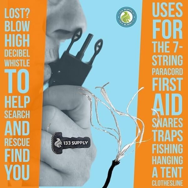 133 Supply Paracord Bracelet Compass Hiking Survival Emergency Whistle Fire Starter Kit Camping Gear Hiking Essentials Fishing Hunting Accessories EDC Backpacking Gear Tactical Survival Gear Equipment