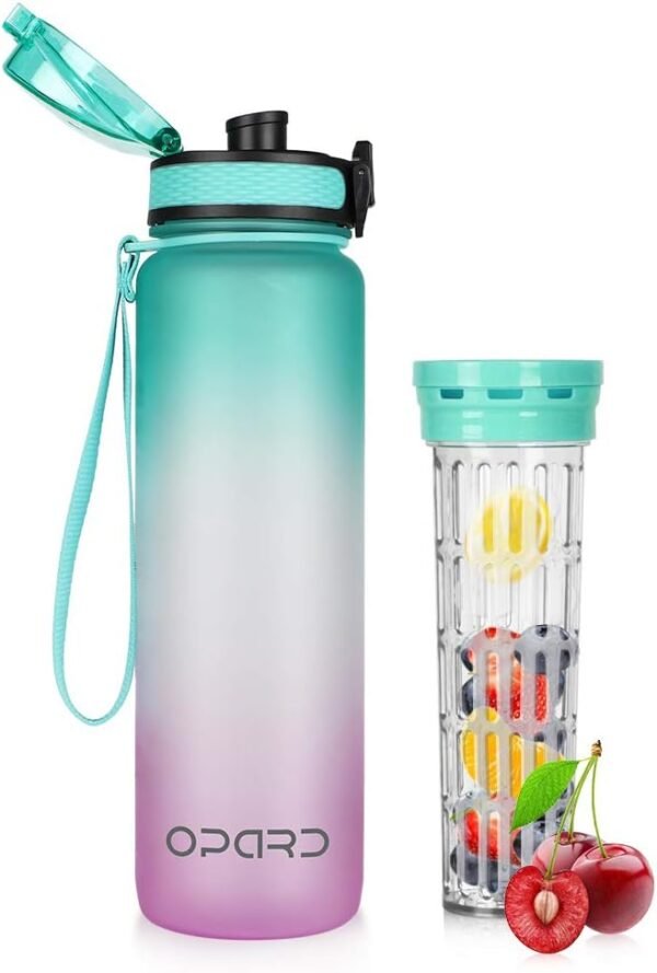 Opard 30oz/32oz Sports Water Bottle with Leak Proof Flip Top Lid BPA Free Tritan Reusable Plastic for Gym and Outdoor, Travel Water Bottle with Straw