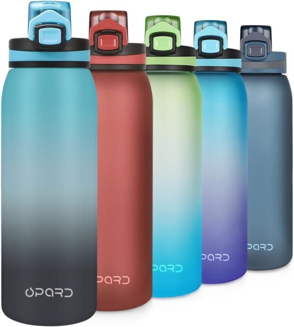 Opard 30oz/32oz Sports Water Bottle with Leak Proof Flip Top Lid BPA Free Tritan Reusable Plastic for Gym and Outdoor, Travel Water Bottle with Straw