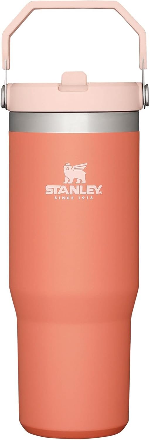Stanley IceFlow Flip Straw Tumbler with Handle 30 oz | Twist On Lid and Flip Up Straw | Leak Resistant Water Bottle | Insulated Stainless Steel |BPA-Free | Rose Quartz