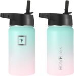 IRON °FLASK Camping & Hiking Hydration Flask with 3 Lids - Stainless Steel, Double Walled & Vacuum Insulated Water Bottle - Leak Proof & BPA Free (Midnight Black, Straw - 40 oz)