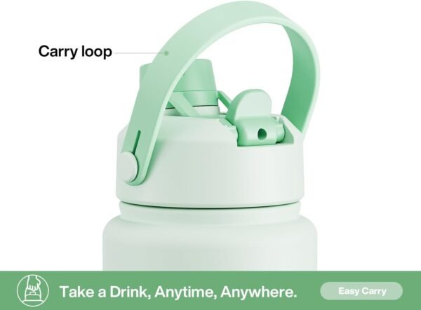 POWCAN 26 oz Insulated Water Bottle with 2-in-1 Straw and Spout Lid, Keep Cold 24H, Leak-Proof, Fits in Car Cup Holder, Stainless Steel Water Bottle for Sports, Travel, and School (Cotton Candy)