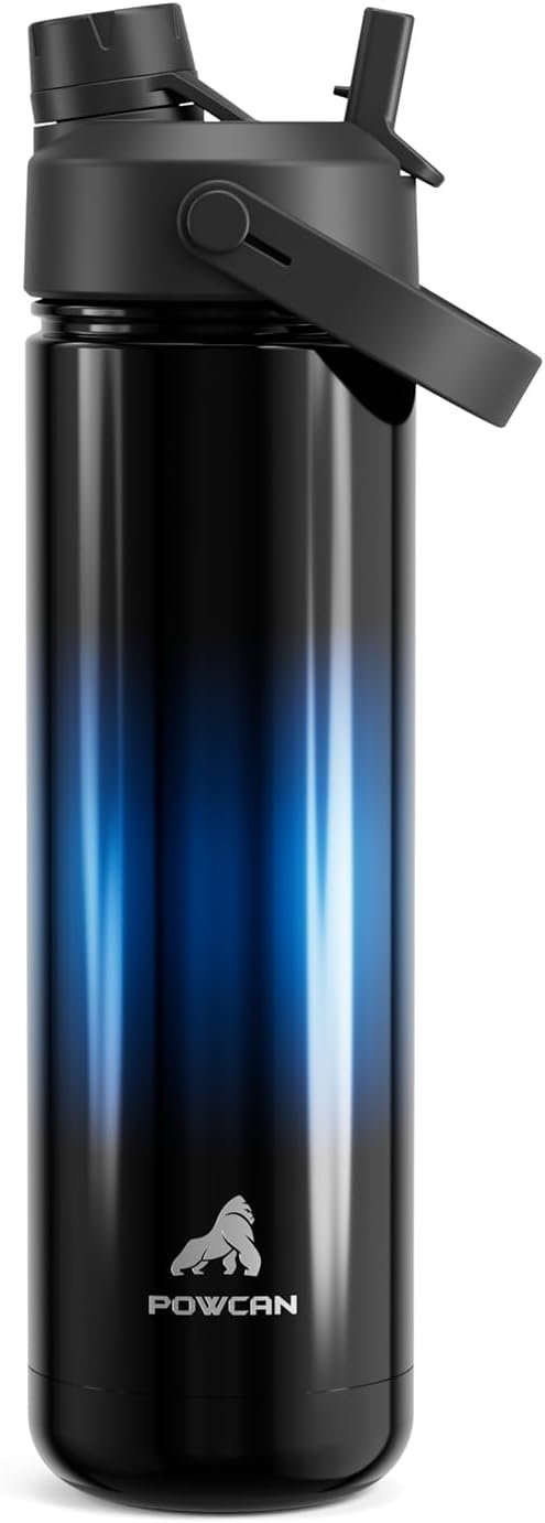 POWCAN 26 oz Insulated Water Bottle with 2-in-1 Straw and Spout Lid, Keep Cold 24H, Leak-Proof, Fits in Car Cup Holder, Stainless Steel Water Bottle for Sports, Travel, and School (Cotton Candy)