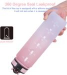 EYQ 32 oz Water Bottle with Time Marker, Carry Strap, Leak-Proof Tritan BPA-Free, Ensure You Drink Enough Water for Fitness, Gym, Camping, Outdoor Sports