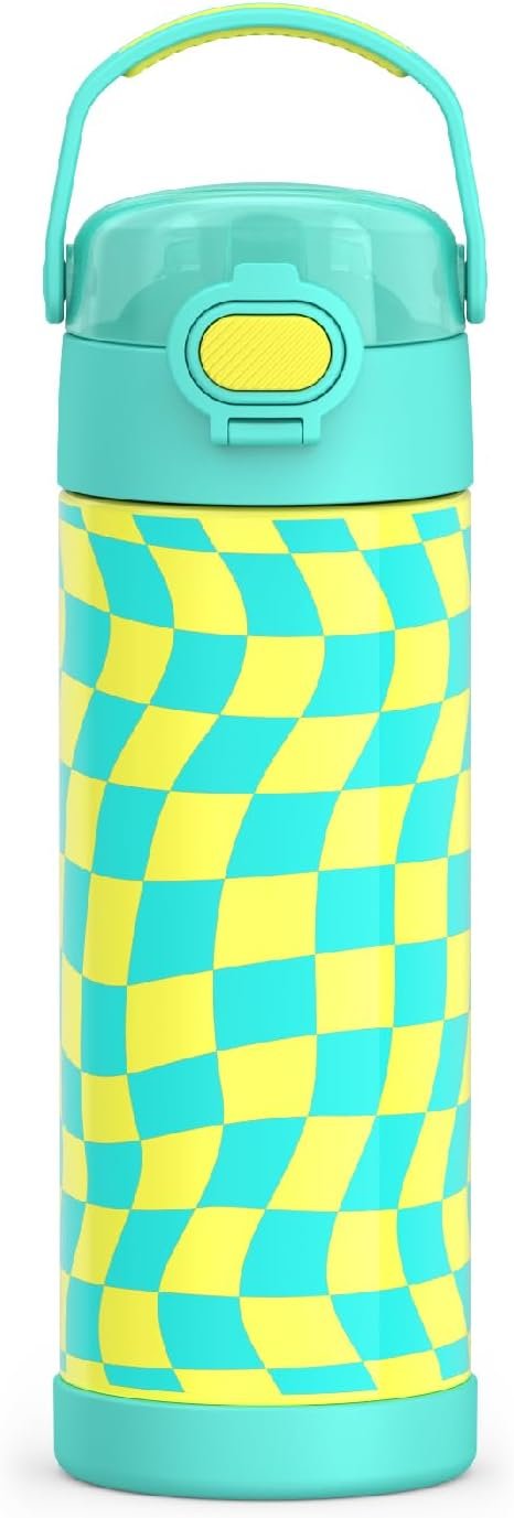 THERMOS FUNTAINER 16 Ounce Stainless Steel Vacuum Insulated Bottle with Wide Spout Lid, Galaxy Teal