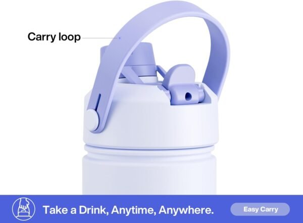 POWCAN 26 oz Insulated Water Bottle with 2-in-1 Straw and Spout Lid, Keep Cold 24H, Leak-Proof, Fits in Car Cup Holder, Stainless Steel Water Bottle for Sports, Travel, and School (Cotton Candy)