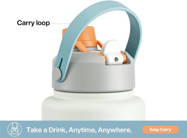 POWCAN 26 oz Insulated Water Bottle with 2-in-1 Straw and Spout Lid, Keep Cold 24H, Leak-Proof, Fits in Car Cup Holder, Stainless Steel Water Bottle for Sports, Travel, and School (Cotton Candy)