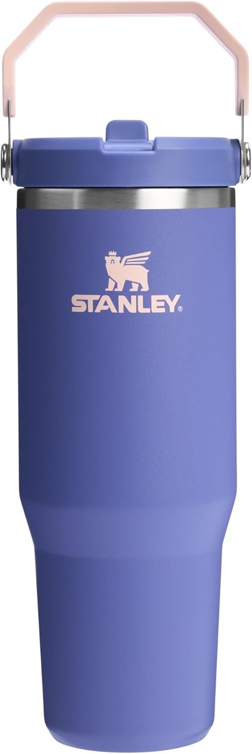Stanley IceFlow Flip Straw Tumbler with Handle 30 oz | Twist On Lid and Flip Up Straw | Leak Resistant Water Bottle | Insulated Stainless Steel |BPA-Free | Rose Quartz