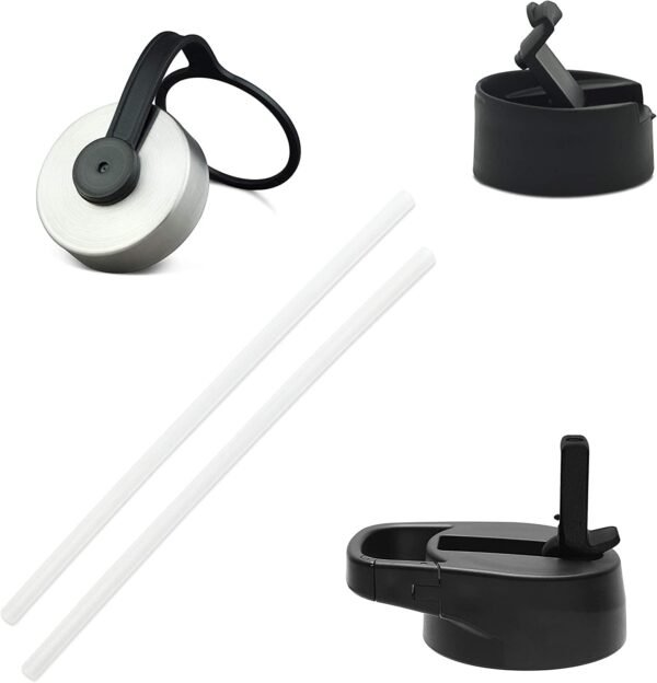 IRON °FLASK Camping & Hiking Hydration Flask with 3 Lids - Stainless Steel, Double Walled & Vacuum Insulated Water Bottle - Leak Proof & BPA Free (Midnight Black, Straw - 40 oz)