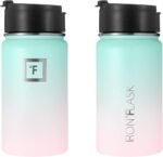 IRON °FLASK Camping & Hiking Hydration Flask with 3 Lids - Stainless Steel, Double Walled & Vacuum Insulated Water Bottle - Leak Proof & BPA Free (Midnight Black, Straw - 40 oz)