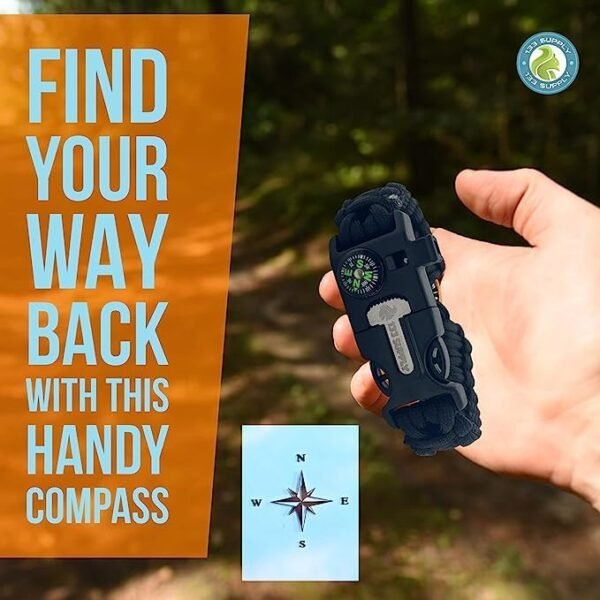133 Supply Paracord Bracelet Compass Hiking Survival Emergency Whistle Fire Starter Kit Camping Gear Hiking Essentials Fishing Hunting Accessories EDC Backpacking Gear Tactical Survival Gear Equipment
