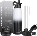 Water Bottle Insulated 32oz 40oz 64oz 128oz Straw Lid Spout Lid & 3 Lids, Leak Proof, Vacuum Insulated,Stainless Steel Water Bottle Wide Mouth for Sports, Gym or Office