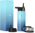 IRON °FLASK Camping & Hiking Hydration Flask with 3 Lids - Stainless Steel, Double Walled & Vacuum Insulated Water Bottle - Leak Proof & BPA Free (Midnight Black, Straw - 40 oz)
