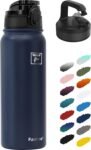 Fanhaw 20 Oz Insulated Stainless Steel Vacuum Water Bottle with Anti-Dust Pop-Open Lid - For Kids, Women, Men | Leak & Sweat Proof (Green Blue)