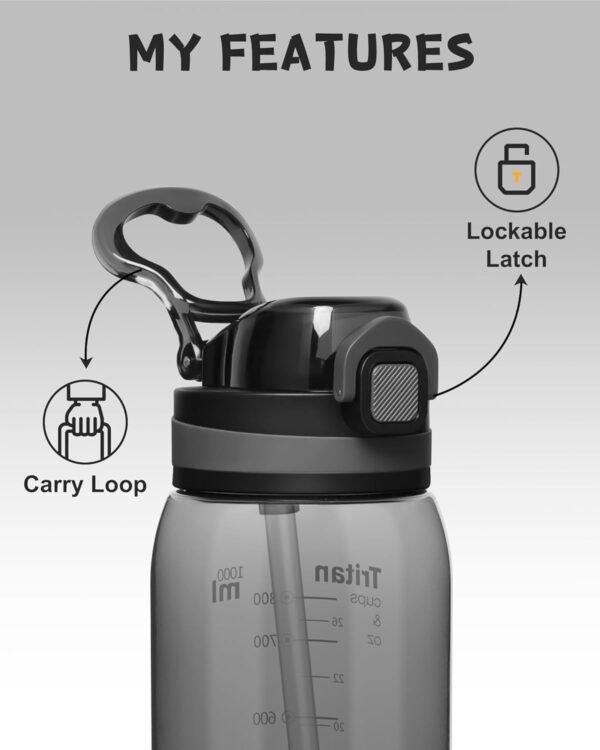 Opard 30oz/32oz Sports Water Bottle with Leak Proof Flip Top Lid BPA Free Tritan Reusable Plastic for Gym and Outdoor, Travel Water Bottle with Straw