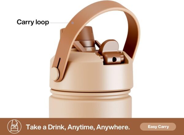 POWCAN 26 oz Insulated Water Bottle with 2-in-1 Straw and Spout Lid, Keep Cold 24H, Leak-Proof, Fits in Car Cup Holder, Stainless Steel Water Bottle for Sports, Travel, and School (Cotton Candy)