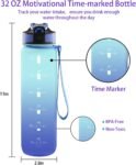 EYQ 32 oz Water Bottle with Time Marker, Carry Strap, Leak-Proof Tritan BPA-Free, Ensure You Drink Enough Water for Fitness, Gym, Camping, Outdoor Sports