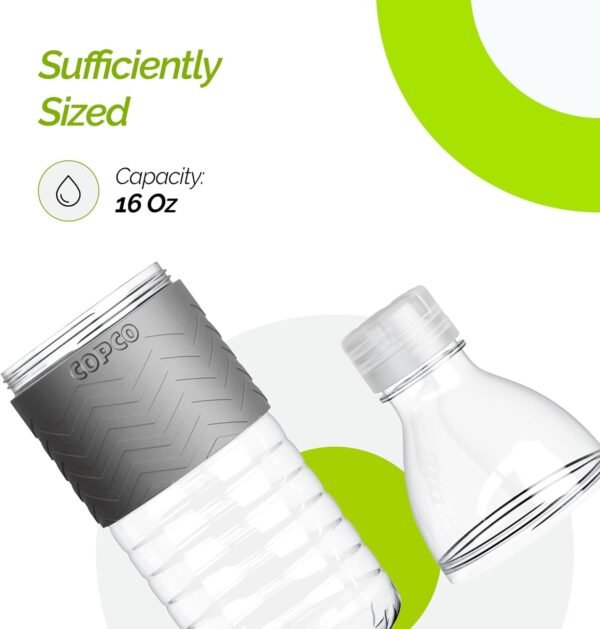 Copco Hydra Water Bottle with Spill-Resistant Lid, 16.9 oz - Reusable Tritan Non-Slip Sleeve, Twist-Open Body - BPA-Free, Leak-Proof, Durable & Portable for Gym, Office, School (Gray)