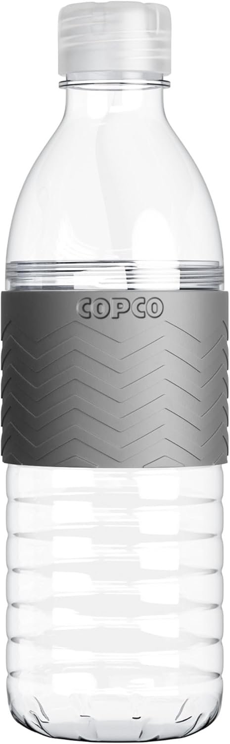 Copco Hydra Water Bottle with Spill-Resistant Lid, 16.9 oz - Reusable Tritan Non-Slip Sleeve, Twist-Open Body - BPA-Free, Leak-Proof, Durable & Portable for Gym, Office, School (Gray)