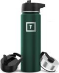 IRON °FLASK Camping & Hiking Hydration Flask with 3 Lids - Stainless Steel, Double Walled & Vacuum Insulated Water Bottle - Leak Proof & BPA Free (Midnight Black, Straw - 40 oz)