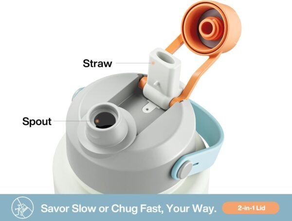 POWCAN 26 oz Insulated Water Bottle with 2-in-1 Straw and Spout Lid, Keep Cold 24H, Leak-Proof, Fits in Car Cup Holder, Stainless Steel Water Bottle for Sports, Travel, and School (Cotton Candy)