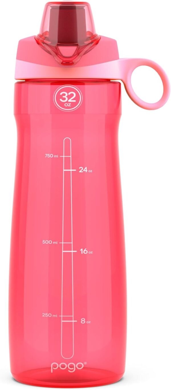 Pogo Plastic Water Bottle with Chug Lid and Carry Handle, Reusable, BPA Free, Dishwasher Safe, Perfect for Travel, School, Outdoors, and Gym | 18oz, 32oz, 40oz, 64oz