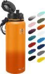 Fanhaw 20 Oz Insulated Stainless Steel Vacuum Water Bottle with Anti-Dust Pop-Open Lid - For Kids, Women, Men | Leak & Sweat Proof (Green Blue)