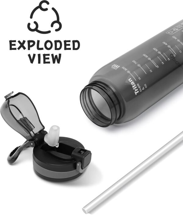 Opard 30oz/32oz Sports Water Bottle with Leak Proof Flip Top Lid BPA Free Tritan Reusable Plastic for Gym and Outdoor, Travel Water Bottle with Straw