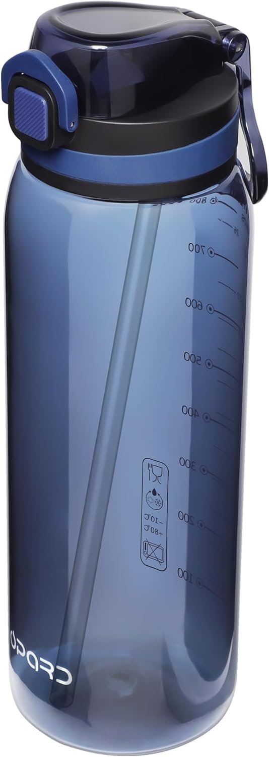 Opard 30oz/32oz Sports Water Bottle with Leak Proof Flip Top Lid BPA Free Tritan Reusable Plastic for Gym and Outdoor, Travel Water Bottle with Straw