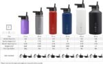 IRON °FLASK Camping & Hiking Hydration Flask with 3 Lids - Stainless Steel, Double Walled & Vacuum Insulated Water Bottle - Leak Proof & BPA Free (Midnight Black, Straw - 40 oz)