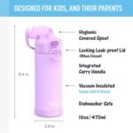 THERMOS FUNTAINER 16 Ounce Stainless Steel Vacuum Insulated Bottle with Wide Spout Lid, Galaxy Teal