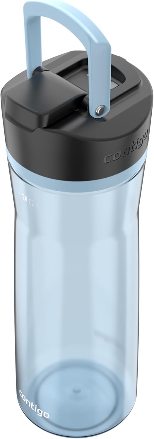 Contigo AUTOSEAL Cortland 24oz Water Bottle BPA-Free Plastic Spill Leak-Proof Lid and Carry Handle Dishwasher Safe Spirulina
