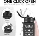 Hyeta 32 oz Water Bottles with Times to Drink and Straw, Motivational Water Bottle with Time Marker, Leakproof, Drinking Sports Water Bottle for Fitness, Gym and Outdoor