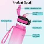 EYQ 32 oz Water Bottle with Time Marker, Carry Strap, Leak-Proof Tritan BPA-Free, Ensure You Drink Enough Water for Fitness, Gym, Camping, Outdoor Sports