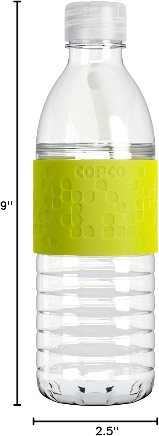 Copco Hydra Water Bottle with Spill-Resistant Lid, 16.9 oz - Reusable Tritan Non-Slip Sleeve, Twist-Open Body - BPA-Free, Leak-Proof, Durable & Portable for Gym, Office, School (Gray)