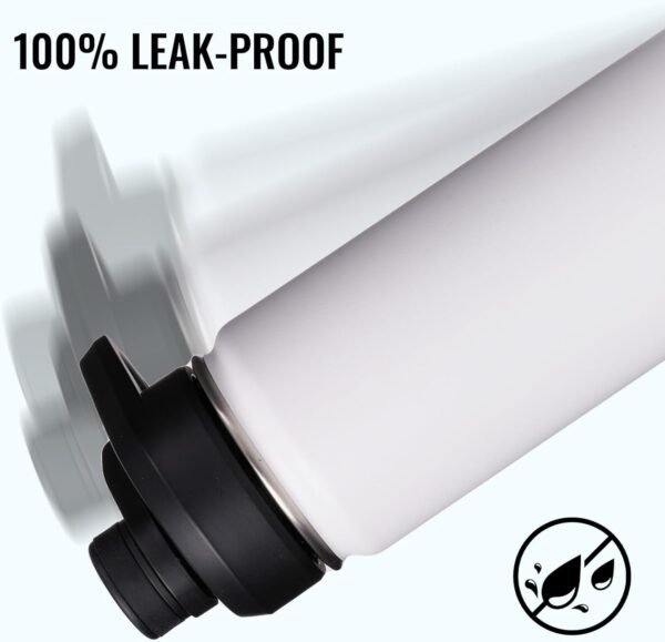 Fijinhom 24 oz Insulated Water Bottle with Handle, 304 Stainless Steel Water Bottles with Wide Mouth, Double Wall Vacuum Sports Water Bottle, BPA Free, Keep Cold and Hot, Black