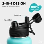 Swigina [2-IN-1 LID] Insulated Water Bottle with Silicone Boot (36hrs Cold/18hrs Hot) - DIY Stickers, Leakproof, BPA Free, 24 oz