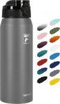 Fanhaw 20 Oz Insulated Stainless Steel Vacuum Water Bottle with Anti-Dust Pop-Open Lid - For Kids, Women, Men | Leak & Sweat Proof (Green Blue)