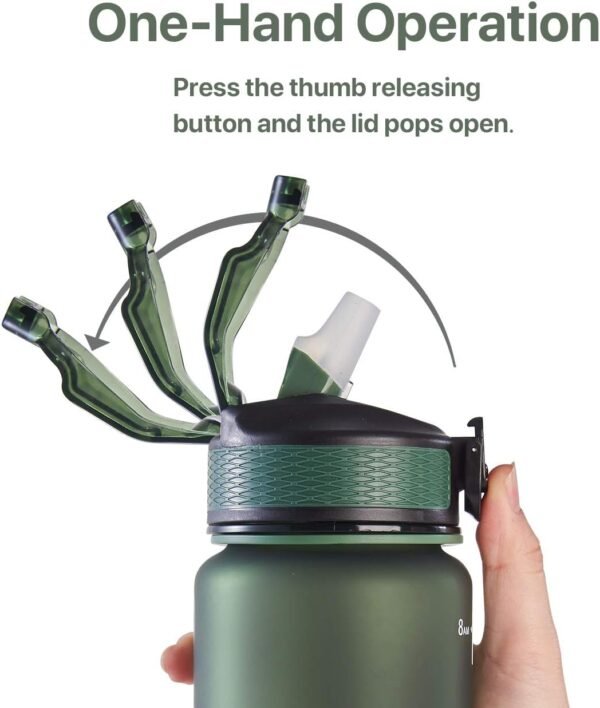 EYQ 32 oz Water Bottle with Time Marker, Carry Strap, Leak-Proof Tritan BPA-Free, Ensure You Drink Enough Water for Fitness, Gym, Camping, Outdoor Sports