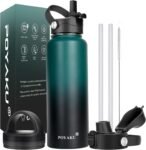 Water Bottle Insulated 32oz 40oz 64oz 128oz Straw Lid Spout Lid & 3 Lids, Leak Proof, Vacuum Insulated,Stainless Steel Water Bottle Wide Mouth for Sports, Gym or Office