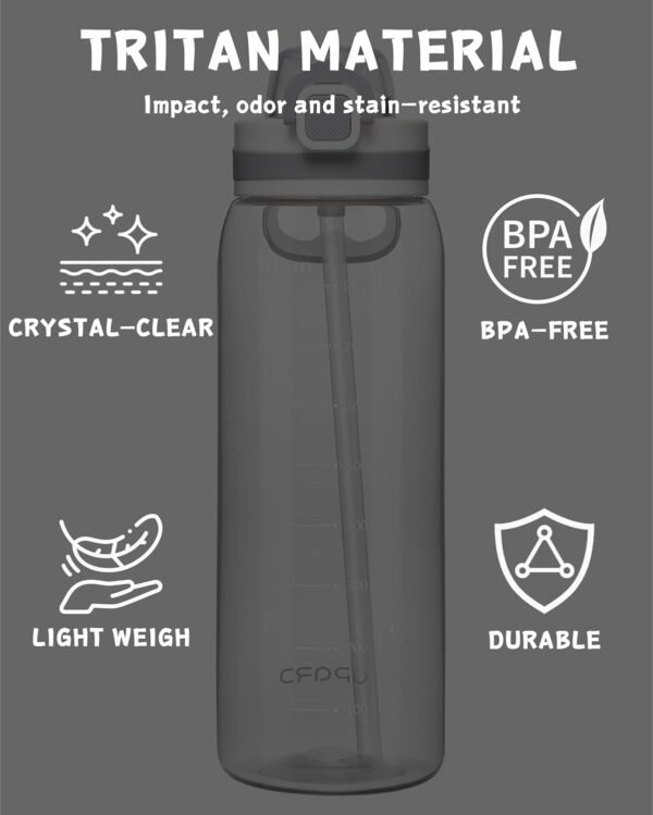 Opard 30oz/32oz Sports Water Bottle with Leak Proof Flip Top Lid BPA Free Tritan Reusable Plastic for Gym and Outdoor, Travel Water Bottle with Straw