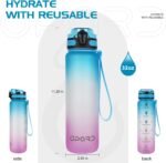 Opard 30oz/32oz Sports Water Bottle with Leak Proof Flip Top Lid BPA Free Tritan Reusable Plastic for Gym and Outdoor, Travel Water Bottle with Straw