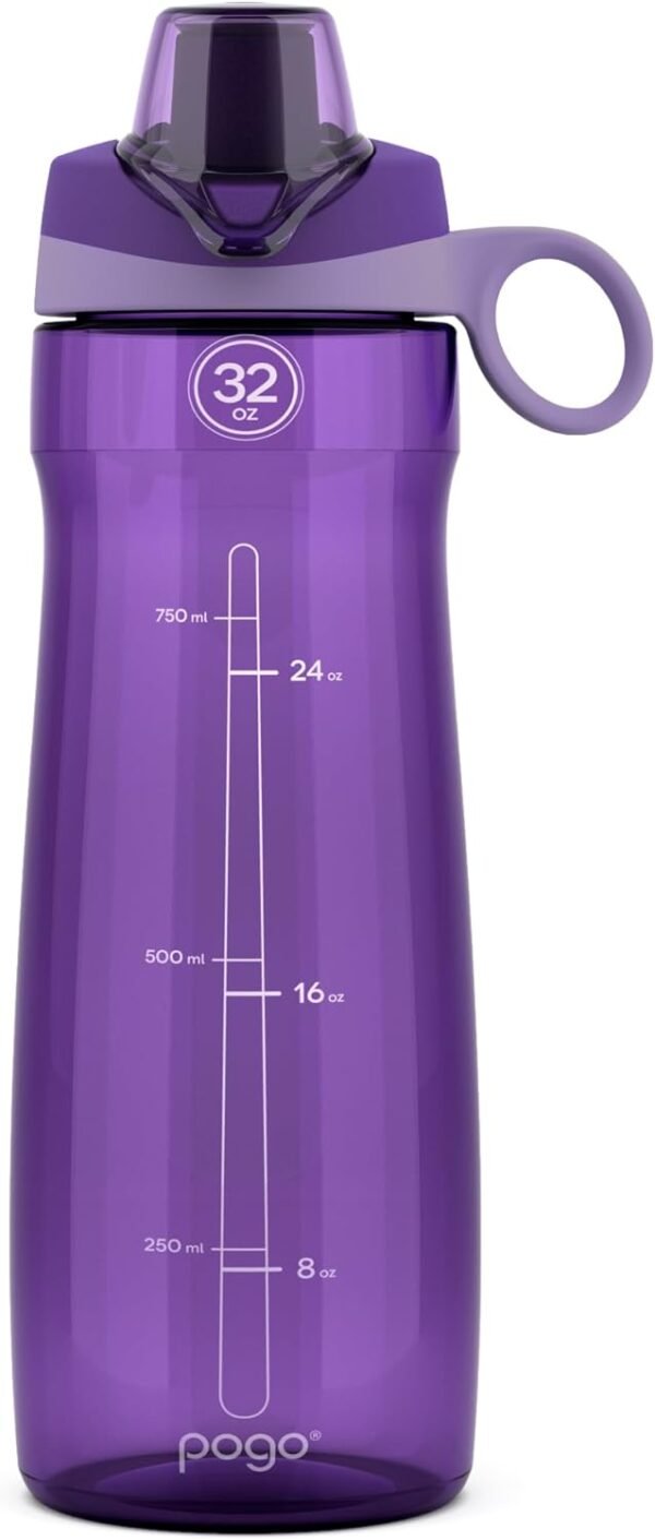 Pogo Plastic Water Bottle with Chug Lid and Carry Handle, Reusable, BPA Free, Dishwasher Safe, Perfect for Travel, School, Outdoors, and Gym | 18oz, 32oz, 40oz, 64oz