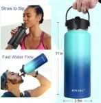 Water Bottle Insulated 32oz 40oz 64oz 128oz Straw Lid Spout Lid & 3 Lids, Leak Proof, Vacuum Insulated,Stainless Steel Water Bottle Wide Mouth for Sports, Gym or Office