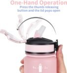 EYQ 32 oz Water Bottle with Time Marker, Carry Strap, Leak-Proof Tritan BPA-Free, Ensure You Drink Enough Water for Fitness, Gym, Camping, Outdoor Sports