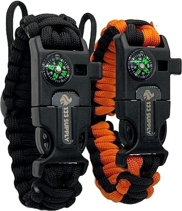 133 Supply Paracord Bracelet Compass Hiking Survival Emergency Whistle Fire Starter Kit Camping Gear Hiking Essentials Fishing Hunting Accessories EDC Backpacking Gear Tactical Survival Gear Equipment